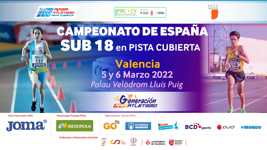 Cartel del Campeonato de España Sub18 de atletismo en pista cubierta 2022.