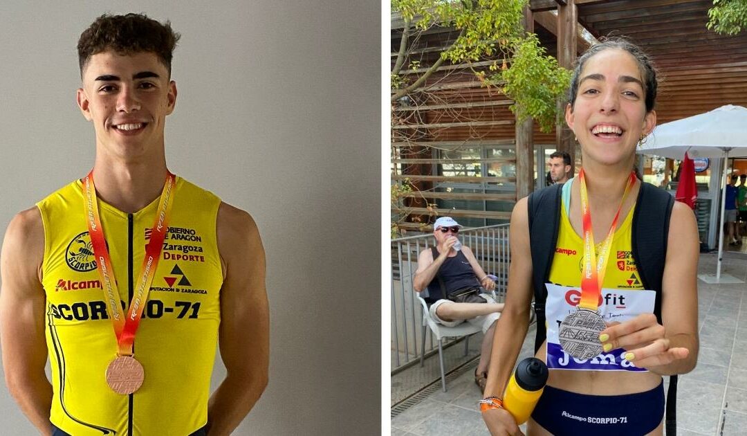 Fotos de Julia Aranda y Pablo Nicolás Serrano con sus respectivas medallas. (Fotos :ALCAMPO-Scorpio71)