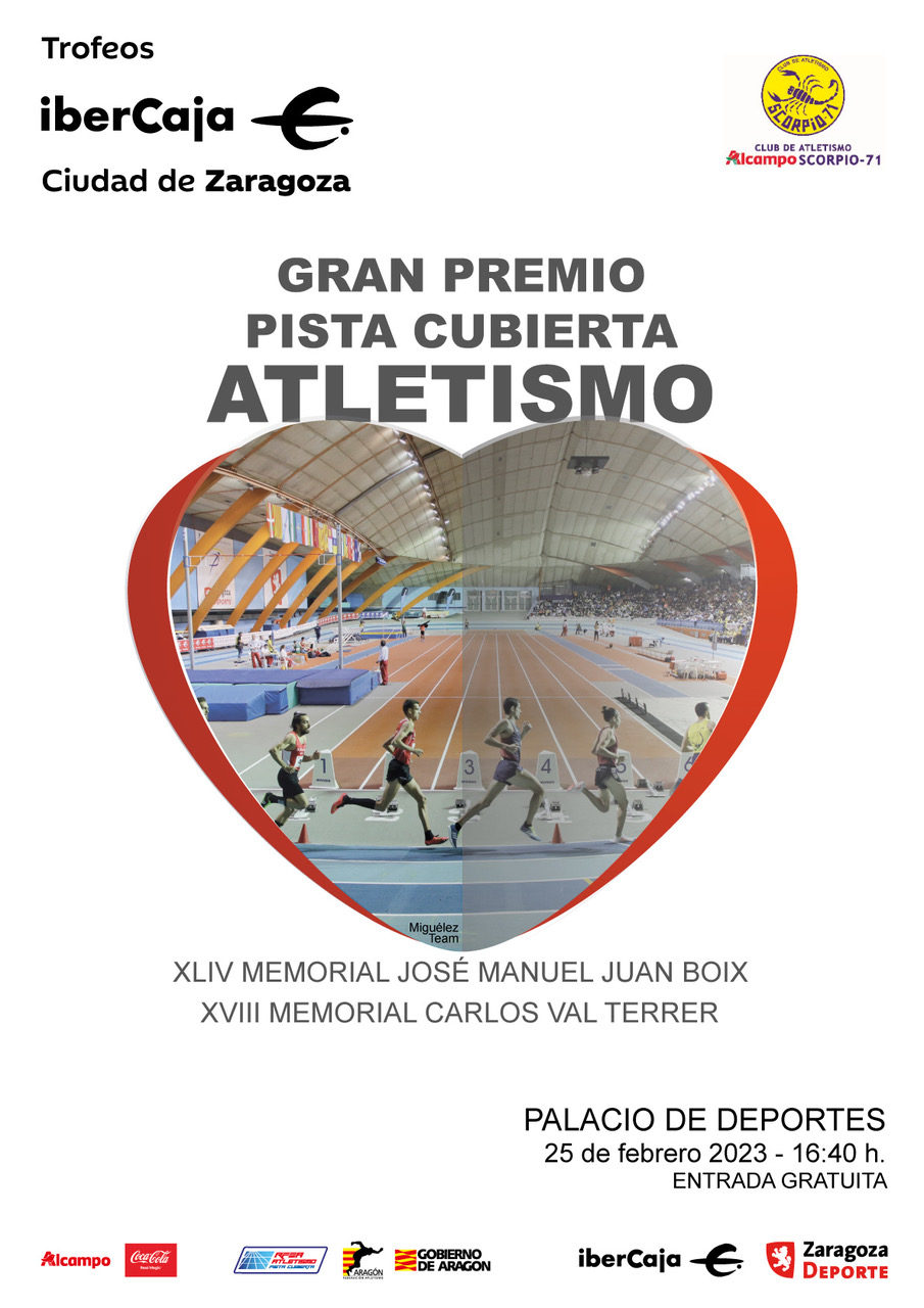 Cartel del Gran Premio Ibercaja-Ciudad de Zaragoza de Atletismo en pista cubierta 2022